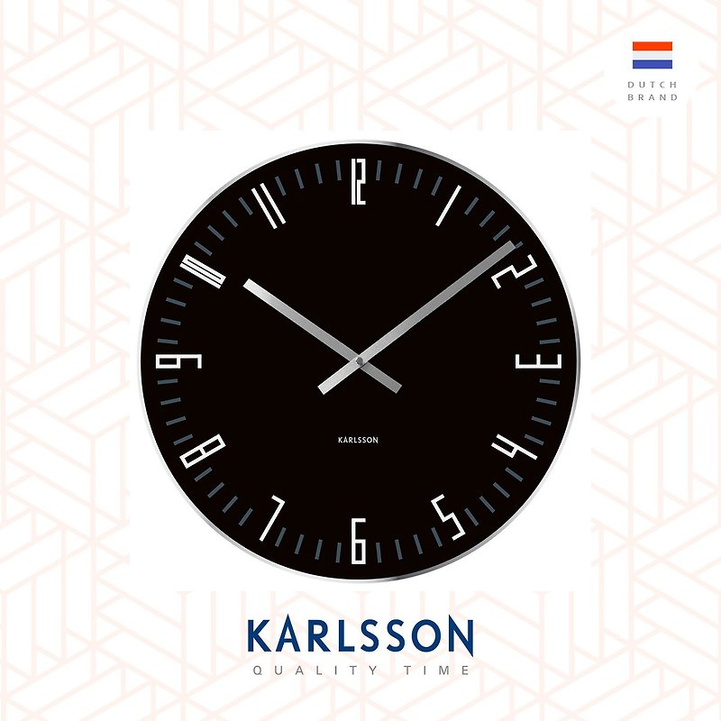 荷蘭Karlsson 40cm Slim Index玻璃數字掛鐘 - 時鐘/鬧鐘 - 玻璃 黑色
