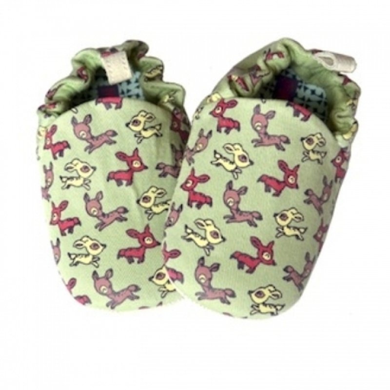 British POCO NIDO green deer handmade baby shoes - รองเท้าเด็ก - วัสดุอื่นๆ สีเขียว