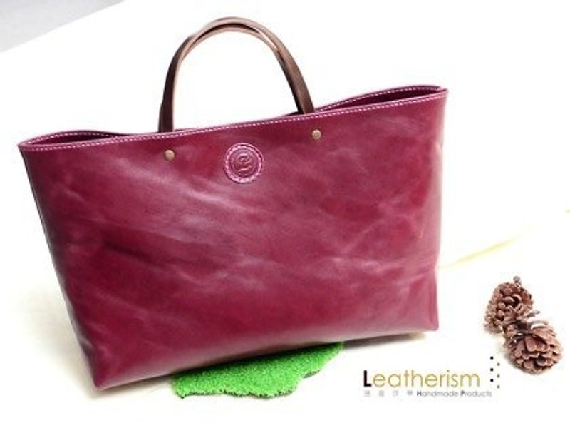 Leatherism 手縫牛皮托特包﹣紅酒醉的一見難忘 - Handbags & Totes - Genuine Leather 