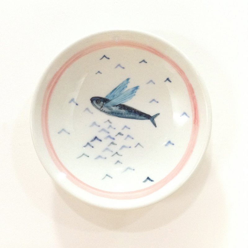 A flying fish - Lan Yu hand-painted small dish - จานเล็ก - วัสดุอื่นๆ สีน้ำเงิน