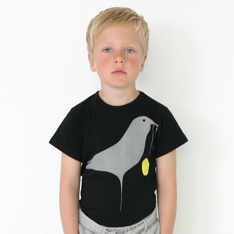 [Nordic children's clothing] Icelandic organic cotton top 7 to 8 years old black Dadu duck - Tops & T-Shirts - Cotton & Hemp Black