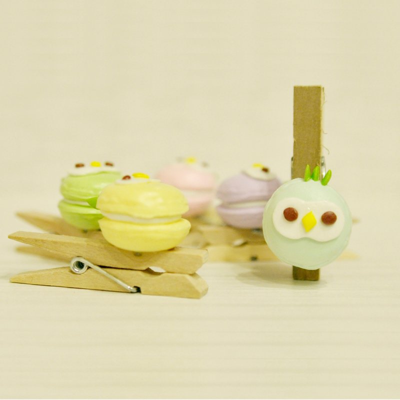 Apple bird caravan small wood clip -5 into the group - Other - Clay Multicolor