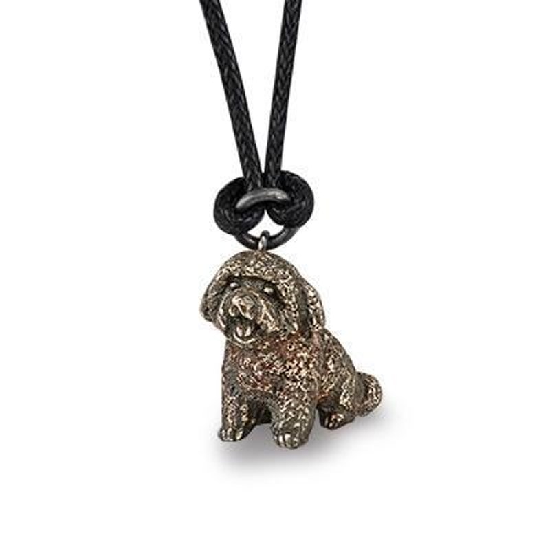 Hong Kong Design cute animal series imitation bronze pendant with a black rope like a dog - สร้อยคอ - เครื่องเพชรพลอย สีนำ้ตาล