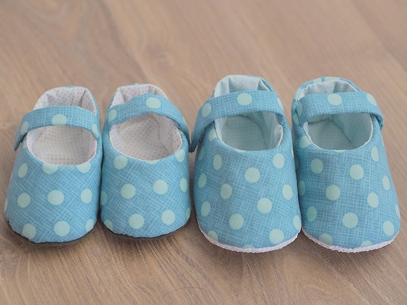 Olive green dot baby shoes (big baby) - Baby Shoes - Other Materials Green