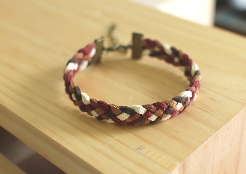 hand made bracelet-- korean synthetic leather【Tea Time】 - Bracelets - Genuine Leather Brown