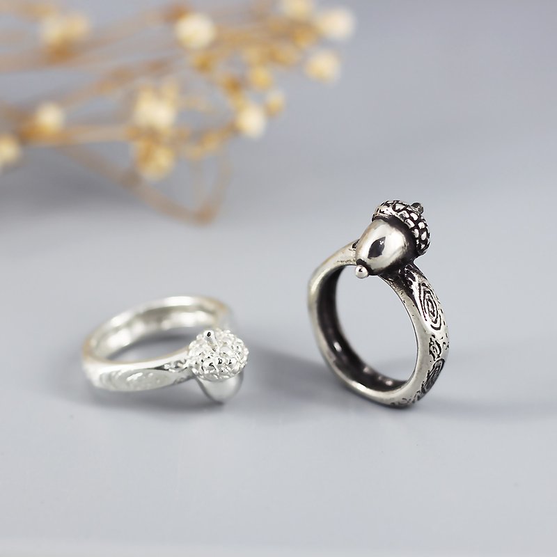 s925 sterling silver ring-Acorn above the Wood - General Rings - Sterling Silver Silver