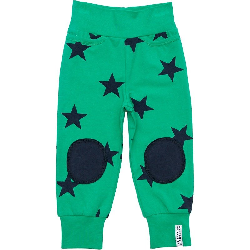 Nordic organic cotton baby bag pants star green - ชุดทั้งตัว - ผ้าฝ้าย/ผ้าลินิน สีเขียว