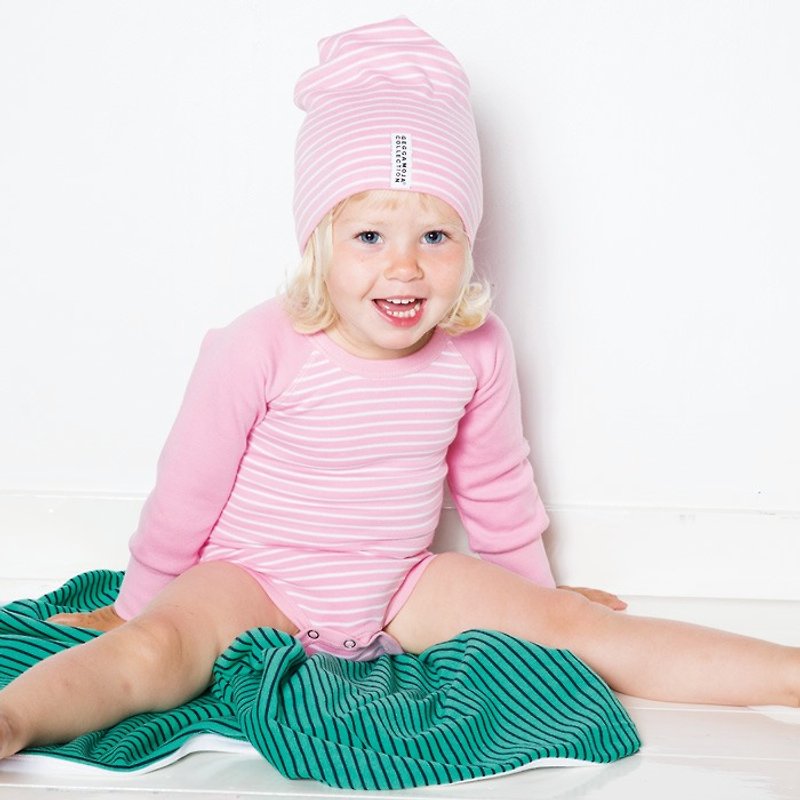 [Nordic children's clothing] Swedish organic cotton baby hats 1 to 2 years old pink/white - หมวกเด็ก - ผ้าฝ้าย/ผ้าลินิน สึชมพู