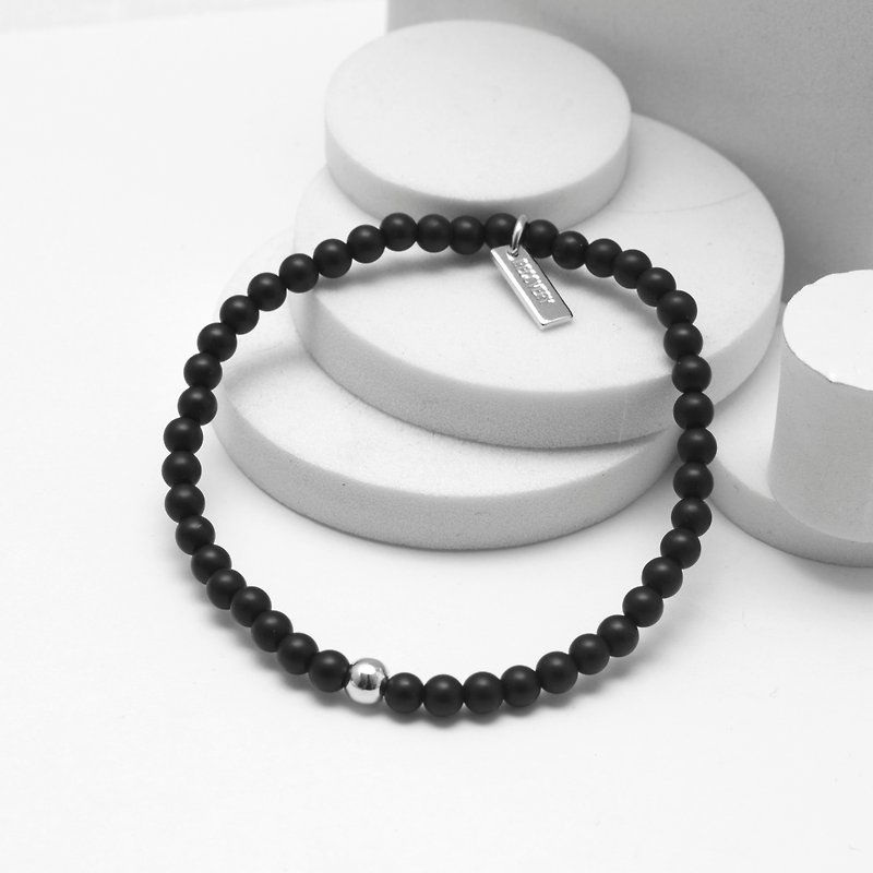 Recovery Matte 4MM-Natural Stone Beaded Bracelet (Black) - สร้อยข้อมือ - วัสดุอื่นๆ สีดำ