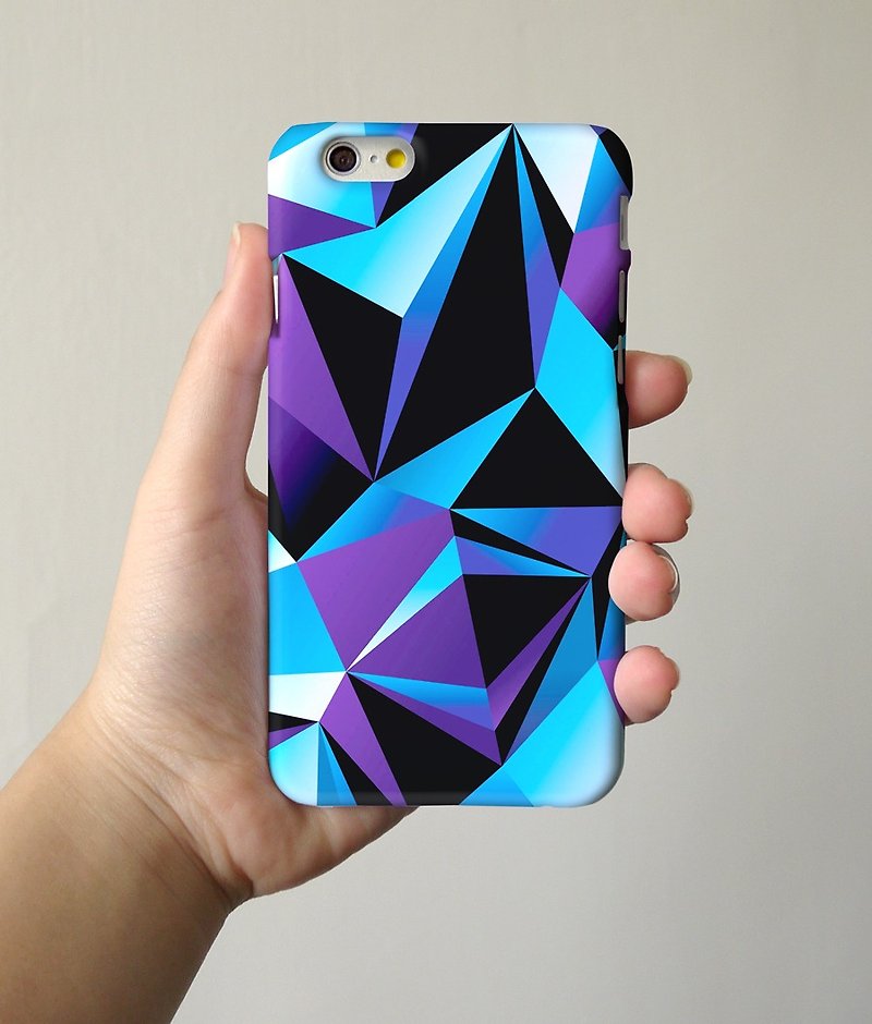 Blue Geometric Pattern 3D Full Wrap Phone Case, available for  iPhone 7, iPhone 7 Plus, iPhone 6s, iPhone 6s Plus, iPhone 5/5s, iPhone 5c, iPhone 4/4s, Samsung Galaxy S7, S7 Edge, S6 Edge Plus, S6, S6 Edge, S5 S4 S3  Samsung Galaxy Note 5, Note 4, Note 3,  - Other - Plastic 