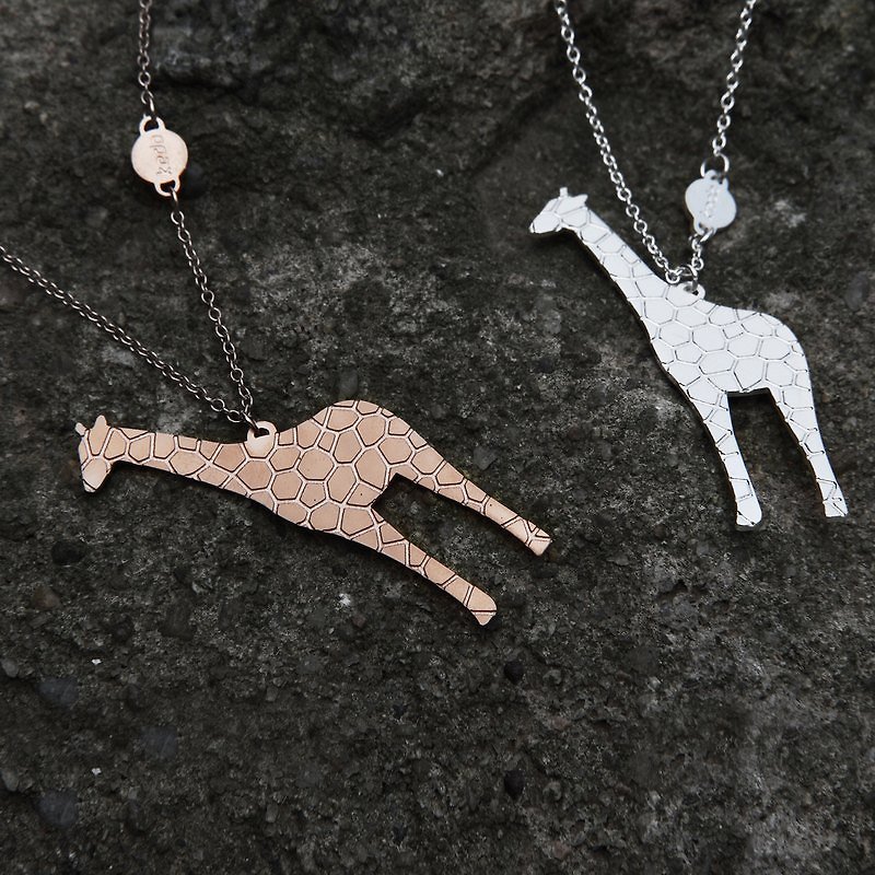 Giraffe shape Stainless Steel necklace (rose gold) gift - Necklaces - Other Metals Gold