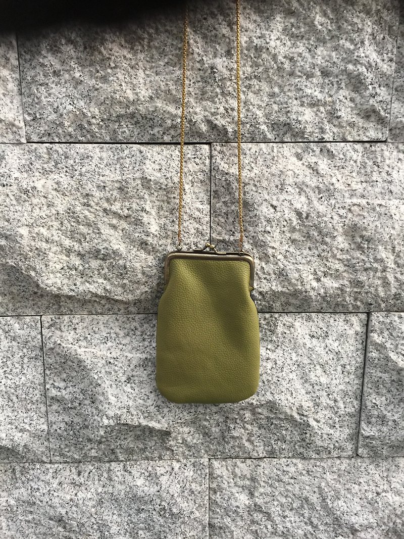 Sienna leather antique gold small mouth * - Messenger Bags & Sling Bags - Genuine Leather Green