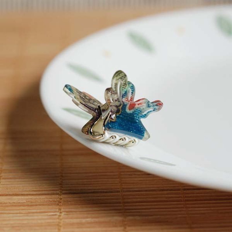 Ancient butterflies, butterfly clip bangs small side clip - blue - เครื่องประดับผม - อะคริลิค สีน้ำเงิน