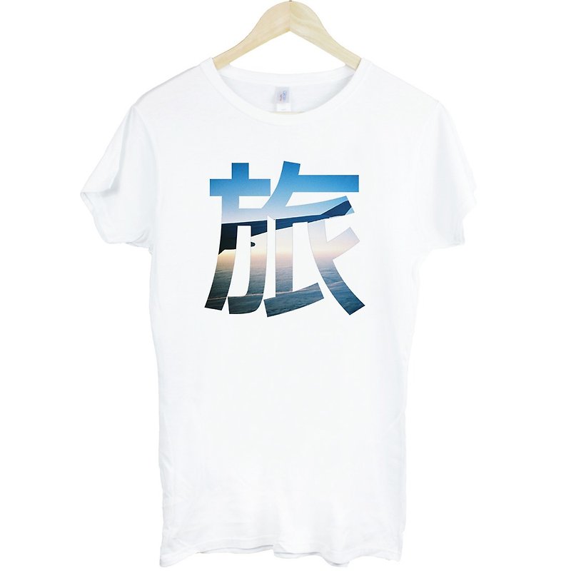 Travel-Photo女生短袖T恤-白色 旅行 中文 攝影 照片 LOMO 年輕 生活 文青 文字 設計 自創 品牌 - 女 T 恤 - 棉．麻 白色