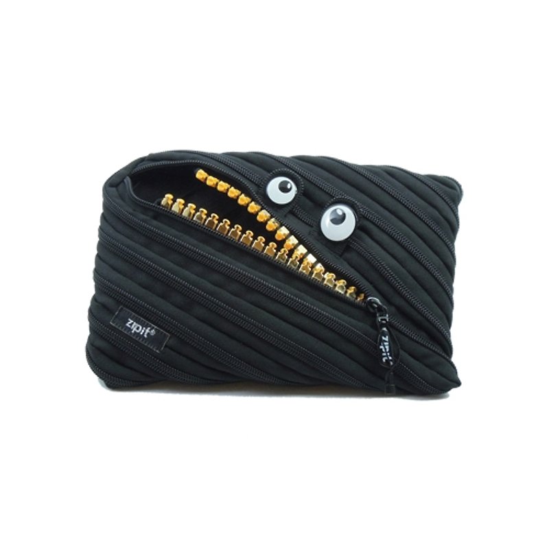 Zipit monster zipper bag Gangya Edition (Large) - Black - กระเป๋าเครื่องสำอาง - วัสดุอื่นๆ สีดำ