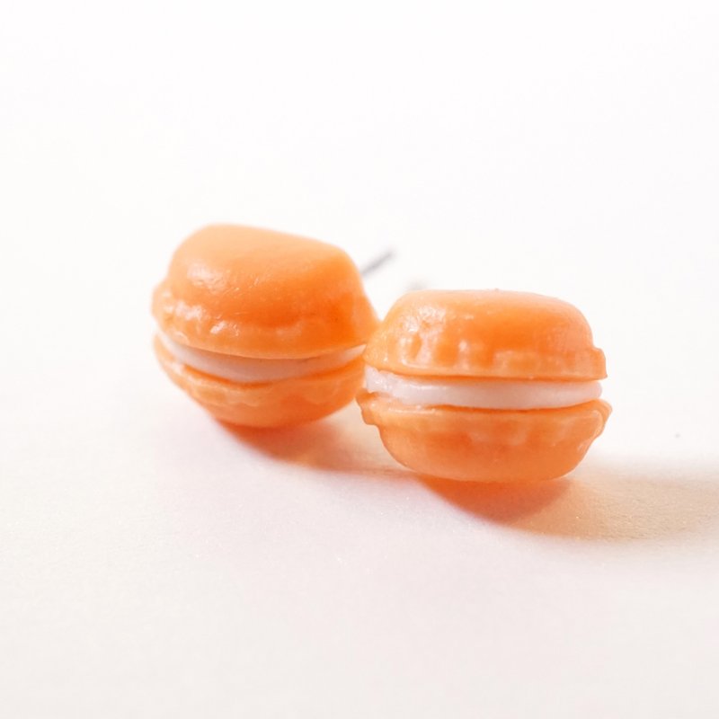*Playful Design*  Mini Macaron Earrings - Orange Flavour - สร้อยติดคอ - ดินเหนียว 