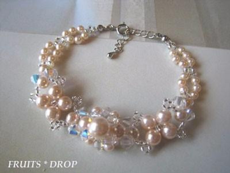 [SALE 50% OFF !!] Pearl & Swarovski breath <PJB: Peach>*wedding* - Bracelets - Other Metals 
