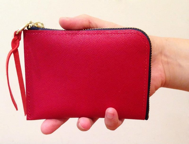 ROUGE small leather wallet // France was red Leather Pouch & Coin Purse RED - กระเป๋าสตางค์ - หนังแท้ สีแดง