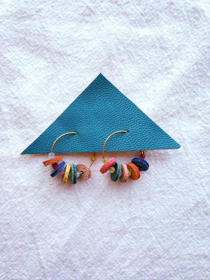 Color potato leather earrings_small size - Earrings & Clip-ons - Genuine Leather Multicolor