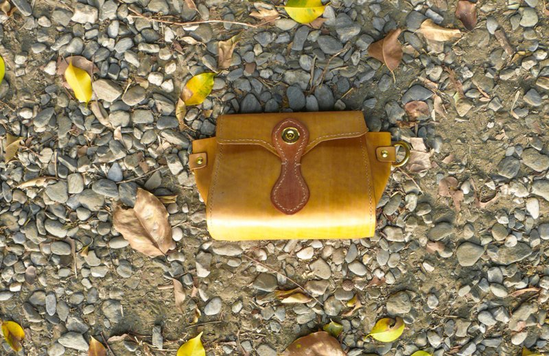 Non-crash bag lemon yellow vegetable tanned leather full leather handmade casual style small bag - Messenger Bags & Sling Bags - Genuine Leather Yellow