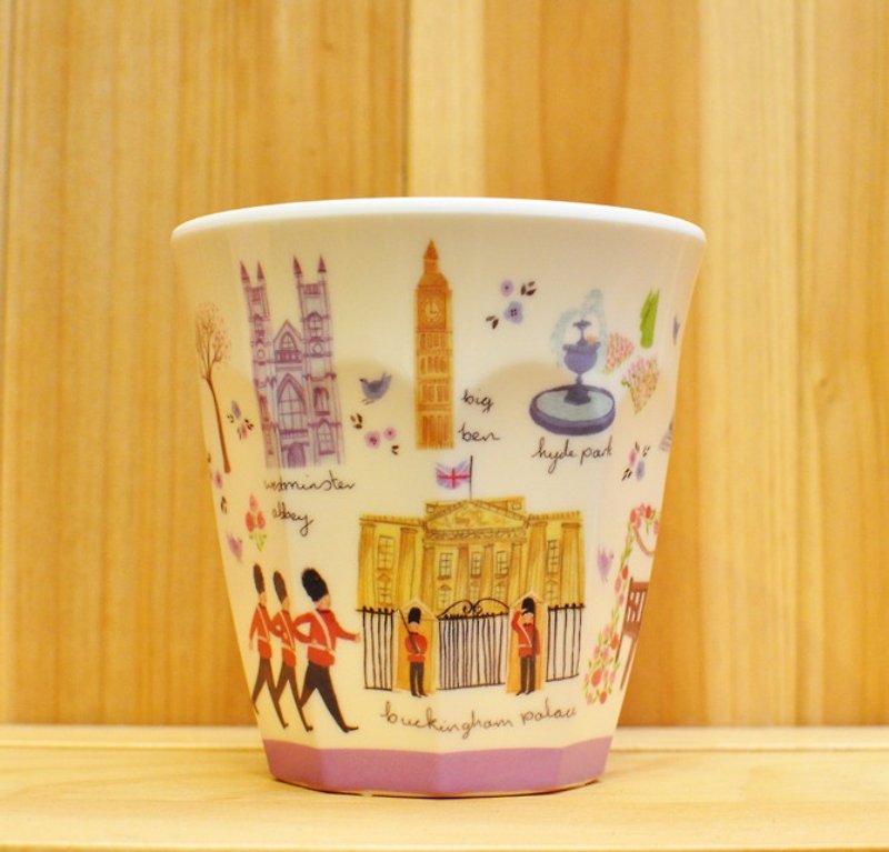【Aimez le style】雜貨風格美耐皿餐杯★London Map(英倫風情) - 茶具/茶杯 - 塑膠 紫色