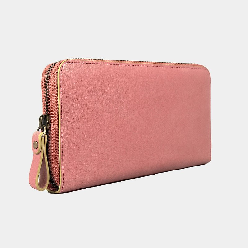 Baimiao Leather Zip Wallet –  Pink - กระเป๋าสตางค์ - หนังแท้ สึชมพู