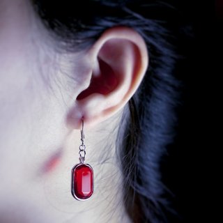 The Happy Prince-Big Ruby Blood Red Antique Polygonal Cut Acrylic Bead Earrings