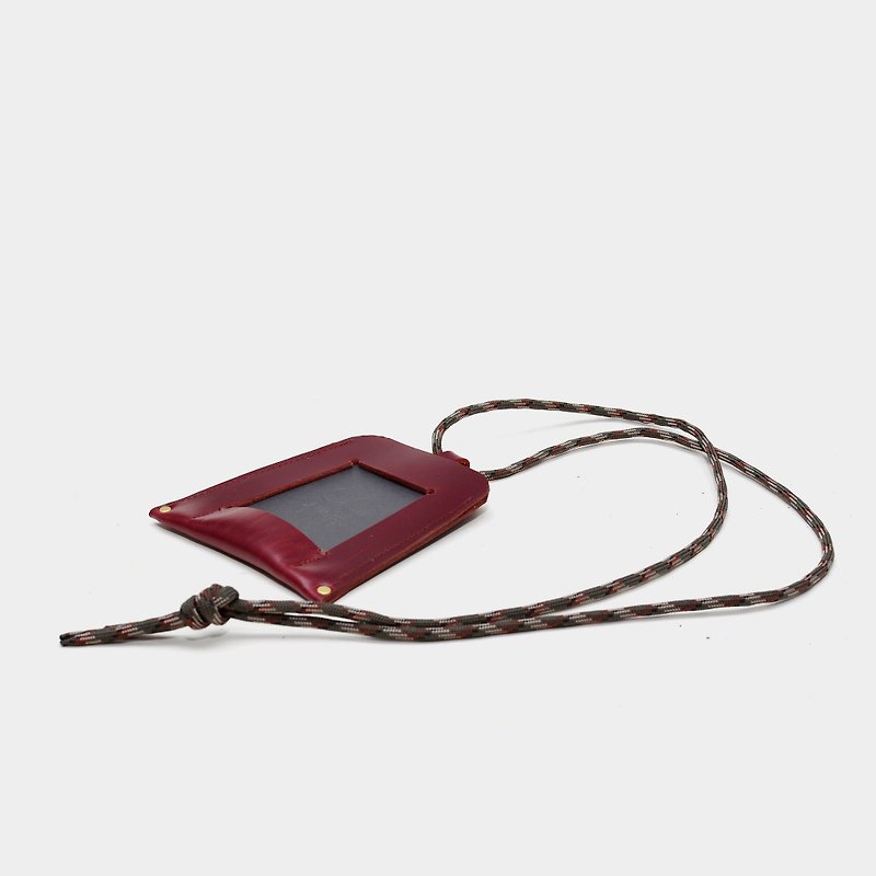 [Who am I] Pants identification certificate sets of wine red leather documents sets of leisurely card holder business card holder graduation gift customer lettering when the gift - ที่ใส่บัตรคล้องคอ - หนังแท้ สีแดง