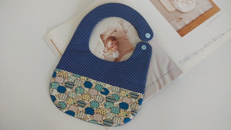 Blue bottom small hedgehog moon gift baby bib - Tops & T-Shirts - Other Materials Blue