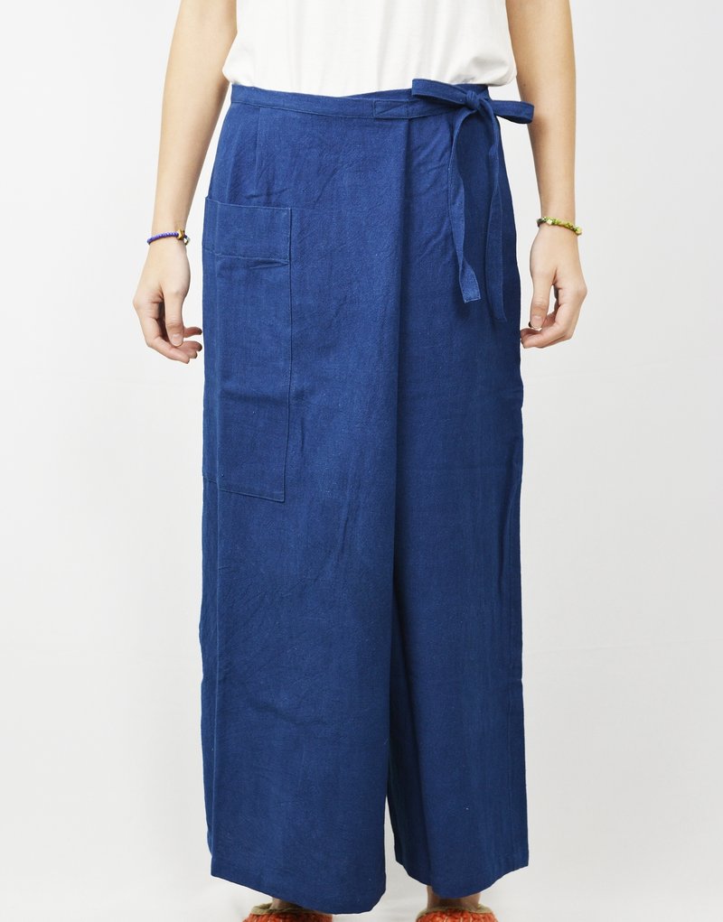 Bandwidth tied vegetable dyes phthalocyanine blue pants _ big _ fair trade - Women's Pants - Cotton & Hemp Blue