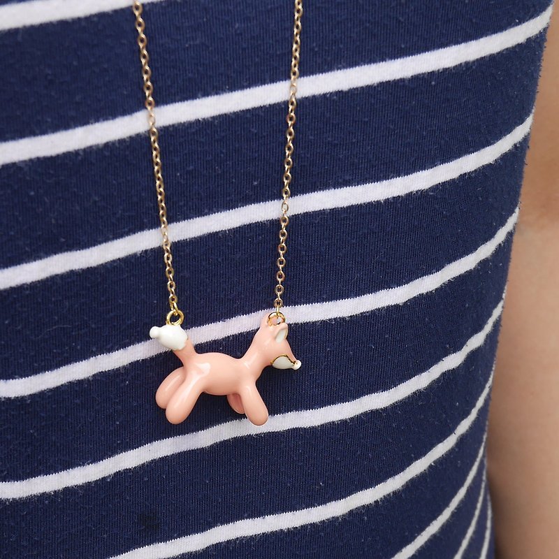 Glorikami Pink Balloon Fox Necklace - Necklaces - Other Metals Pink
