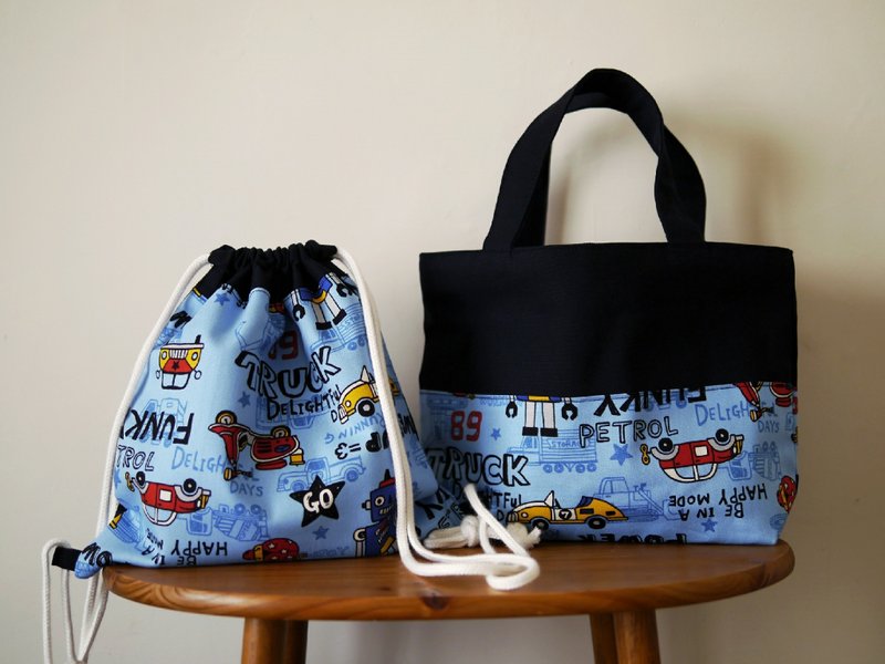 Robot small factories paternity Tote - Drawstring Bags - Other Materials Blue