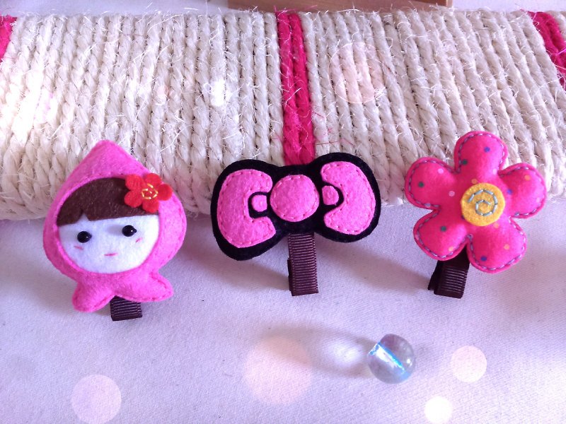 Non-woven ~ hairpin three groups ~ Q baby .KT bow. Flower clip - Hair Accessories - Other Materials Multicolor