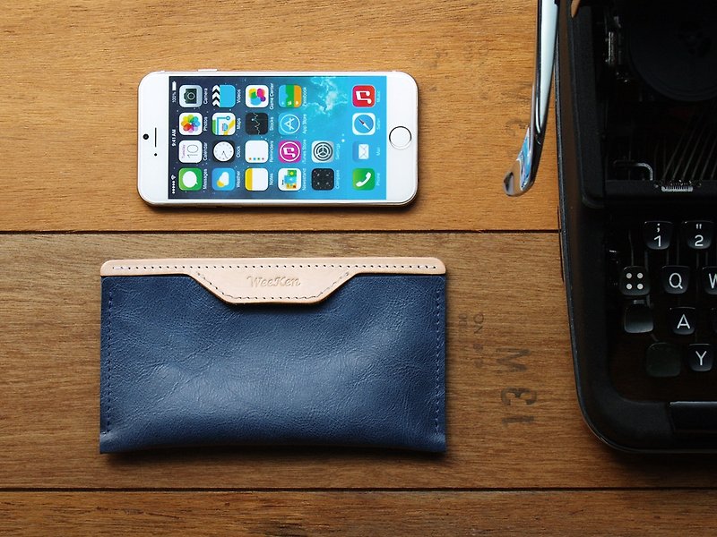 [ weekenlife ] - Leather Phone Case for iPhone 6/7/8 ( Custom Name ) - Navy Blue - Phone Cases - Genuine Leather Blue