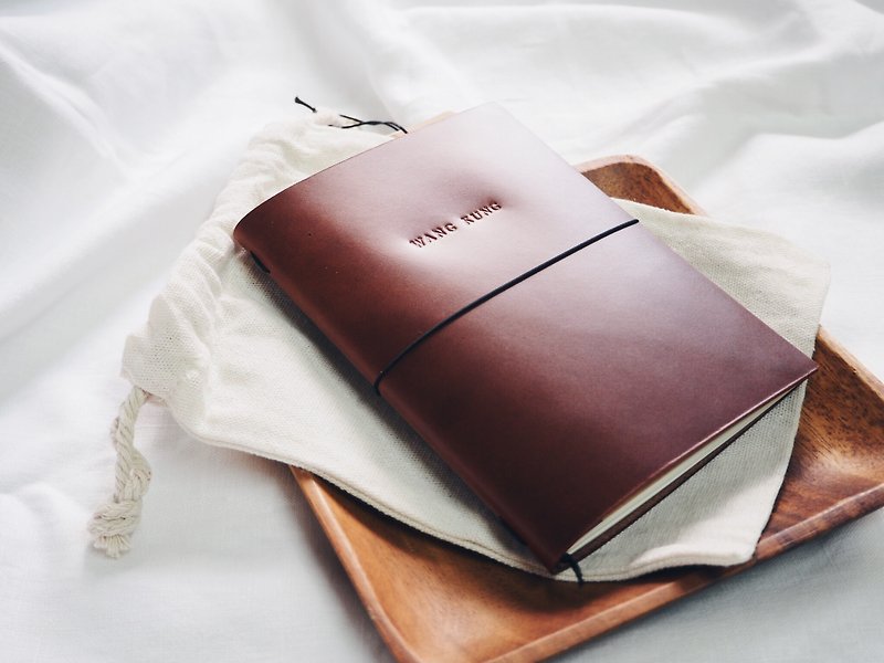 [NINOX] handmade leather book set with notebook prints - Notebooks & Journals - Genuine Leather Brown