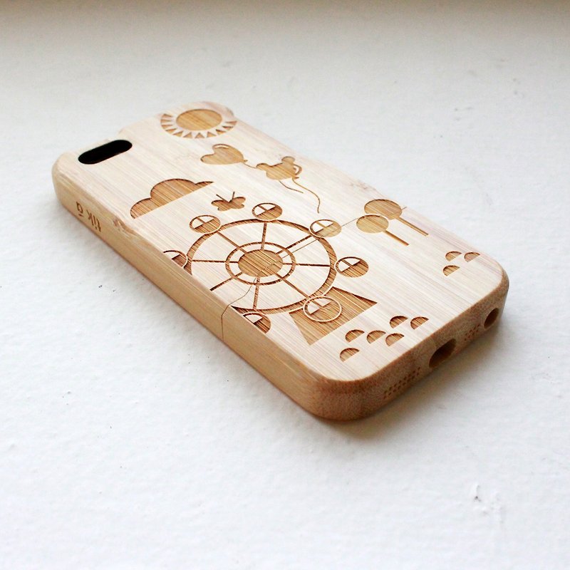 tik á iPhone SE/5/5s 竹製保護殼 | 雷雕圖騰款-遊樂園 | 台灣製作 | 獨一無二 | 手作禮物 | - 手機殼/手機套 - 竹 咖啡色