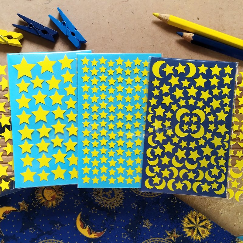 Star Stickers / Star & Moon Stickers (2 or 3 Pieces Set) - Stickers - Waterproof Material Yellow