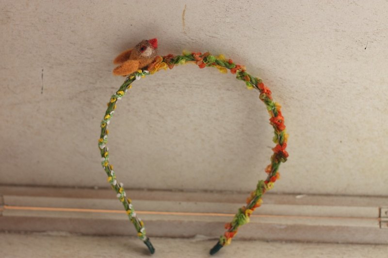 Natural Plant Dyed Red Munbird Hair Band Forest Girl Style Customized - ที่คาดผม - ขนแกะ สีเขียว