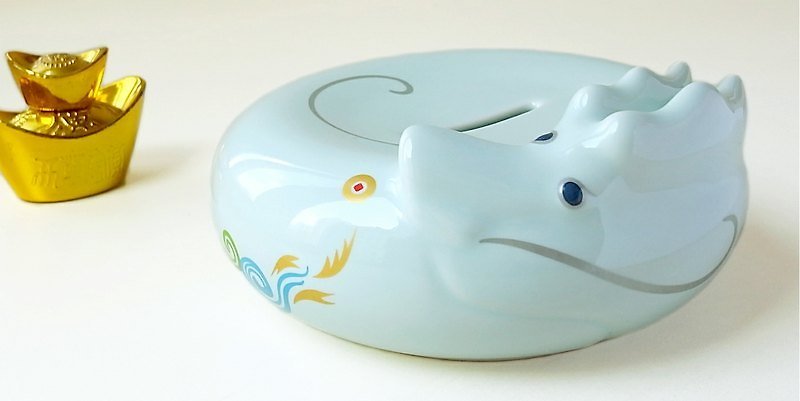 聚寶盆﹣龍盤財聚 Dragon bank - 擺飾/家飾品 - 瓷 藍色