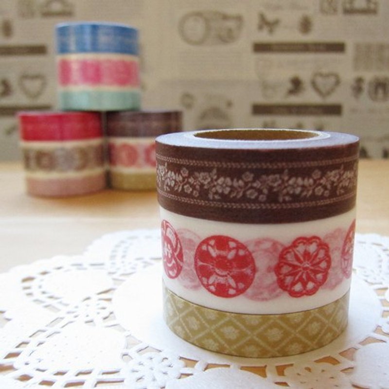 maste Masking Tape and paper tape 3 package [Button - coffee (MSG-MKT04-BR)] - มาสกิ้งเทป - กระดาษ สีนำ้ตาล