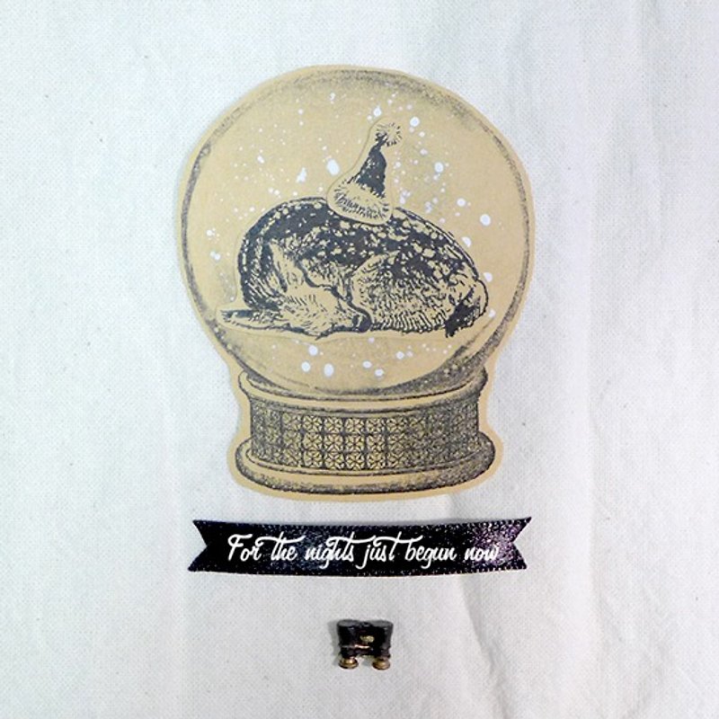 ✡Small scene-Little sika deer in the real night✡ 4 hand-painted kraft paper illustration stickers - สติกเกอร์ - กระดาษ สีกากี