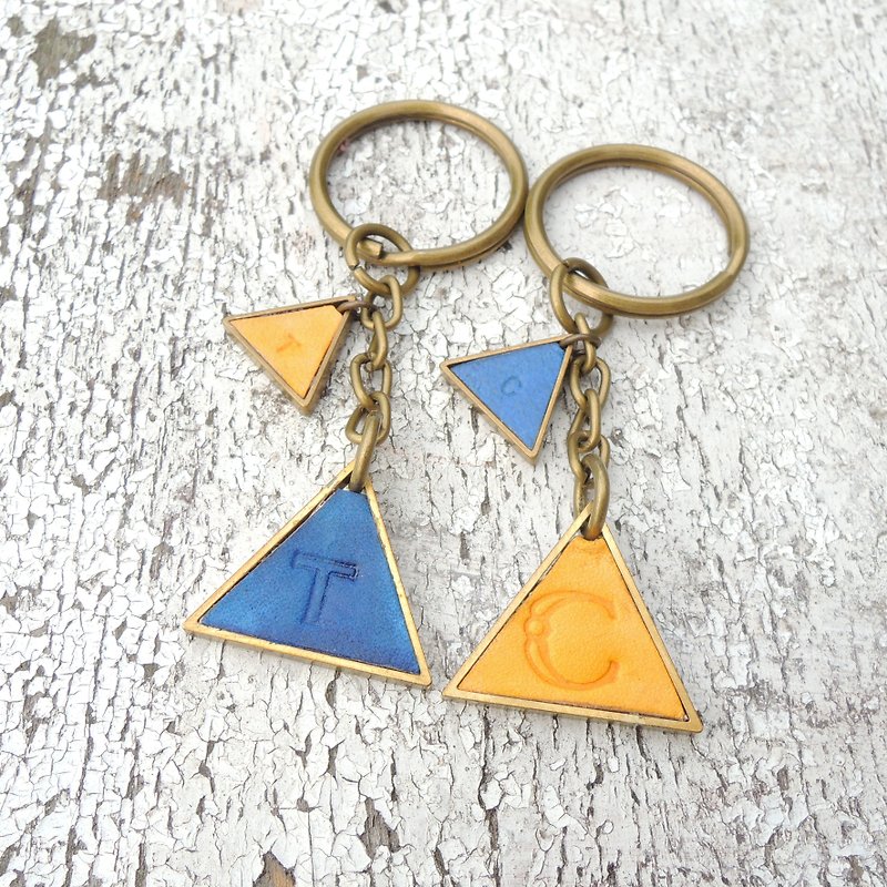 for lovers - yellow and blue leather key chains - อื่นๆ - หนังแท้ สีเหลือง