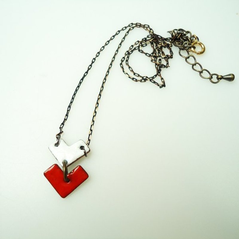 Simple Love Enameling Necklace Simple Love Enameling Necklace (Red White/Blue) - Necklaces - Other Metals Multicolor