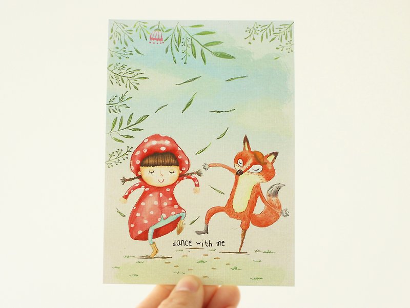 Lena dance with fox postcard - Animal postcard - Cards & Postcards - Paper Red