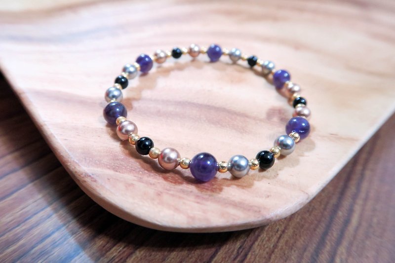 Mystery Country ◆ purple-Swarovski crystal pearl / natural ore / bracelet bracelet gift custom design - งานโลหะ/เครื่องประดับ - วัสดุอื่นๆ สีม่วง