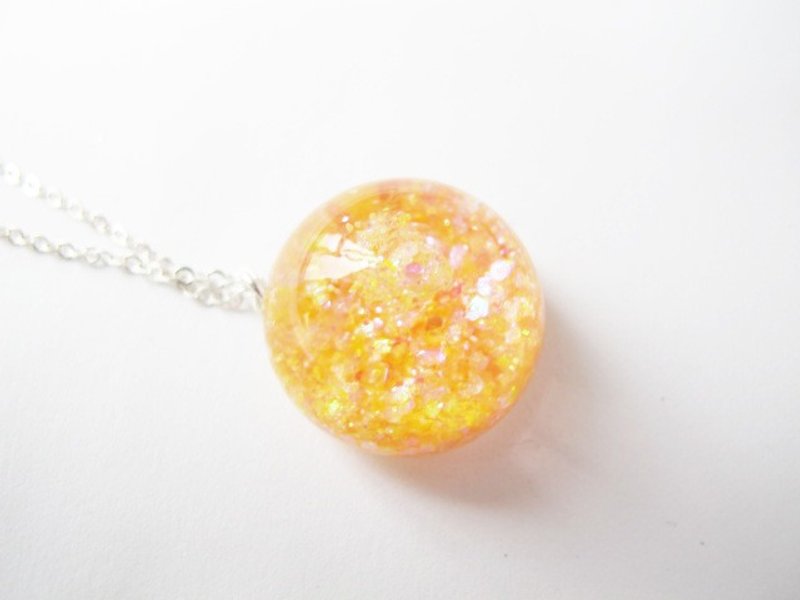 * Rosy Garden * clear yellow water flowing sequined semicircular crystal glass necklace - Necklaces - Glass Orange