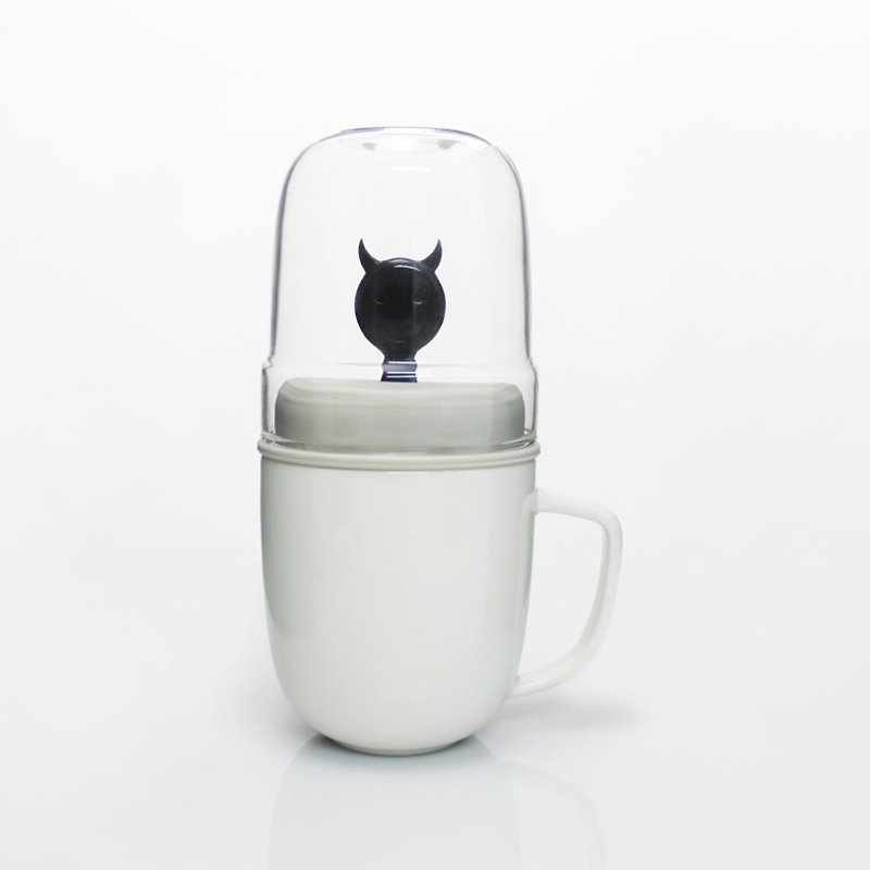 dipper 1++小惡魔雙杯組-馬克杯+玻璃杯子(黑色款) - 咖啡杯/馬克杯 - 其他材質 黑色
