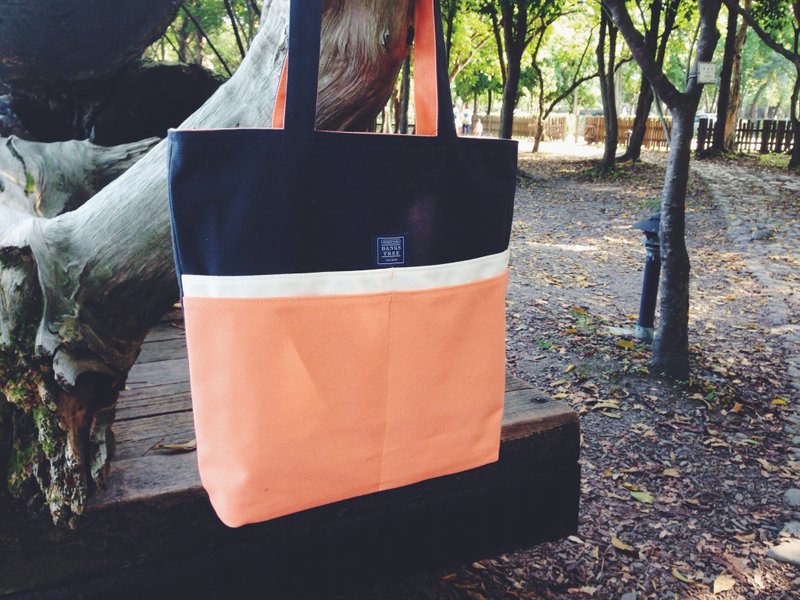 Tree :: :: bangs shoulder tote bag _ blue white orange - กระเป๋าแมสเซนเจอร์ - วัสดุอื่นๆ สีส้ม