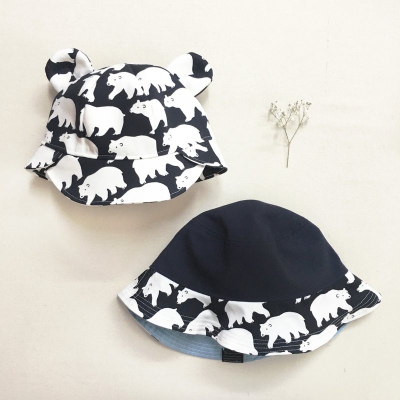 MOM & KIDS Bear + sided hat | dark polar bear - หมวก - วัสดุอื่นๆ สีดำ