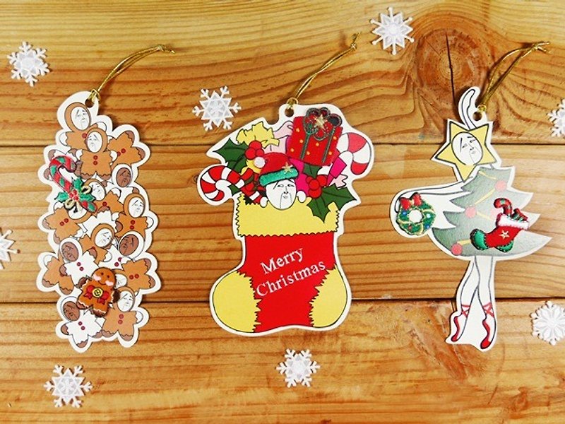 Wishing bookmark embroidery - Christmas [Mr. Jiang Bingren / Christmas Mr. socks / Mr. Christmas] Christmas / Christmas strap / bookmark - การ์ด/โปสการ์ด - กระดาษ 